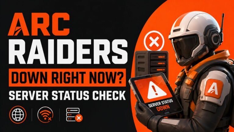 ARC Raiders server status check showing live outage, connection errors, and troubleshooting guide for players