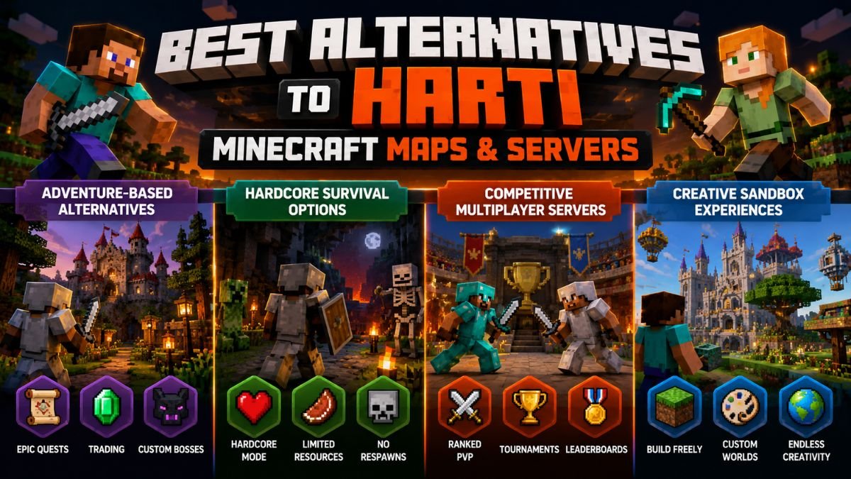 Best Harti Minecraft server alternatives with adventure, PvP, survival, and creative gameplay.