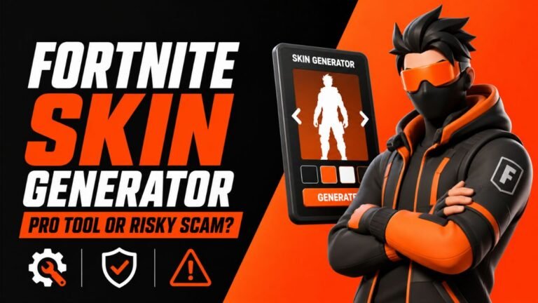 Fake Fortnite skin generator vs security warning screen