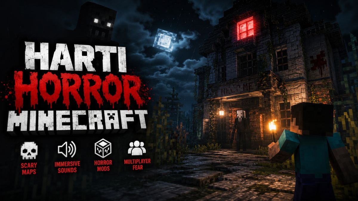 Harti Horror Minecraft map with dark atmosphere and scary survival gameplay
