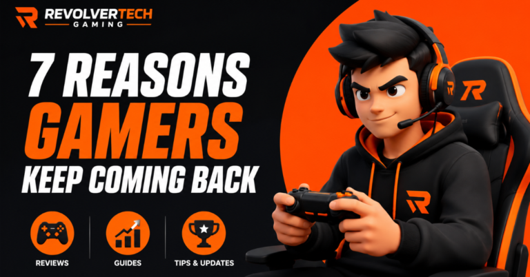 Revolvertech Gaming thumbnail with 3D gamer and bold gaming text