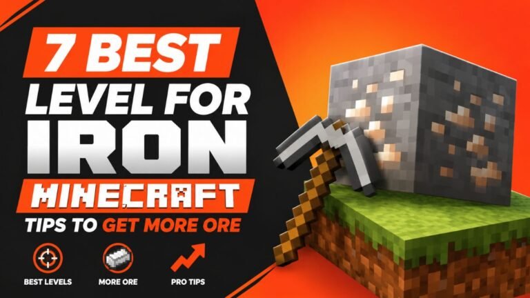 Minecraft iron mining guide showing best Y-level tips and cave ore highlights.