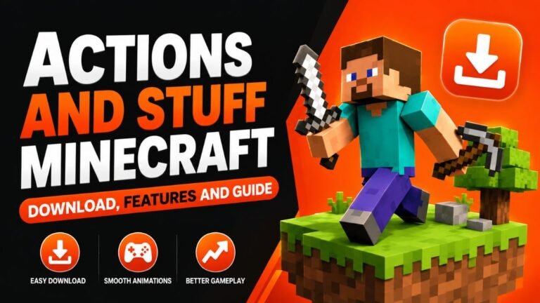 Actions And Stuff Minecraft thumbnail with smooth animations and Bedrock guide.