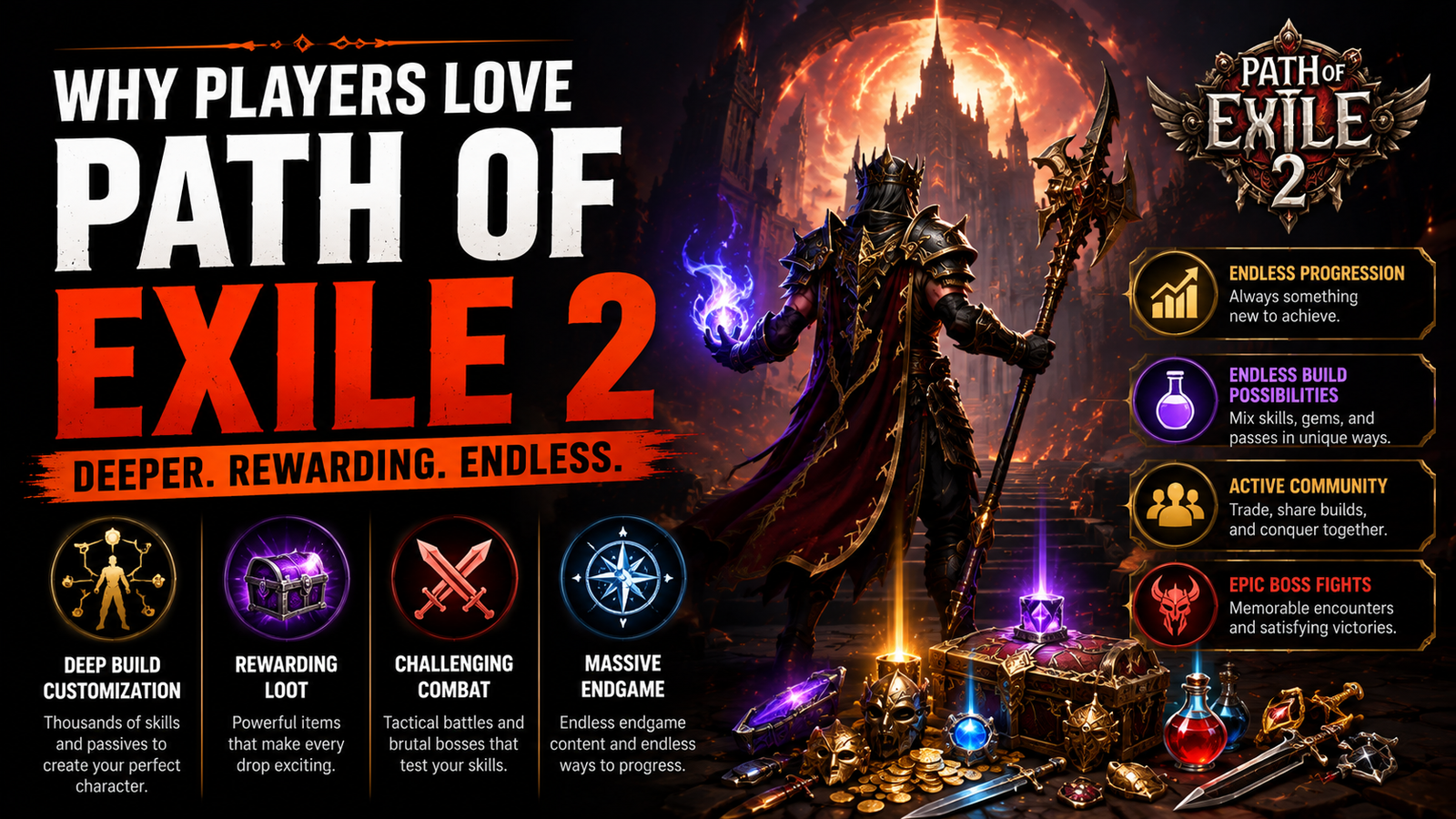 Path of Exile 2 hero showcasing character progression, powerful loot, and endgame rewards.