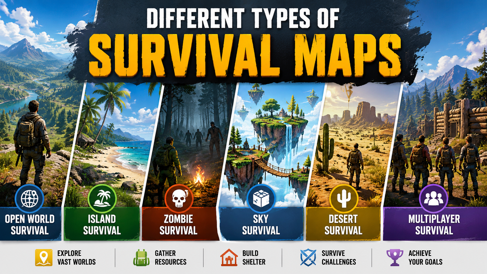 Different survival map types in gaming