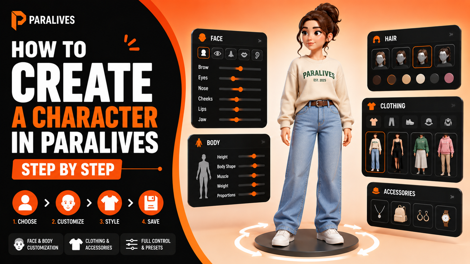 Paralives Paramaker screen with a customizable female Para and editing tools.