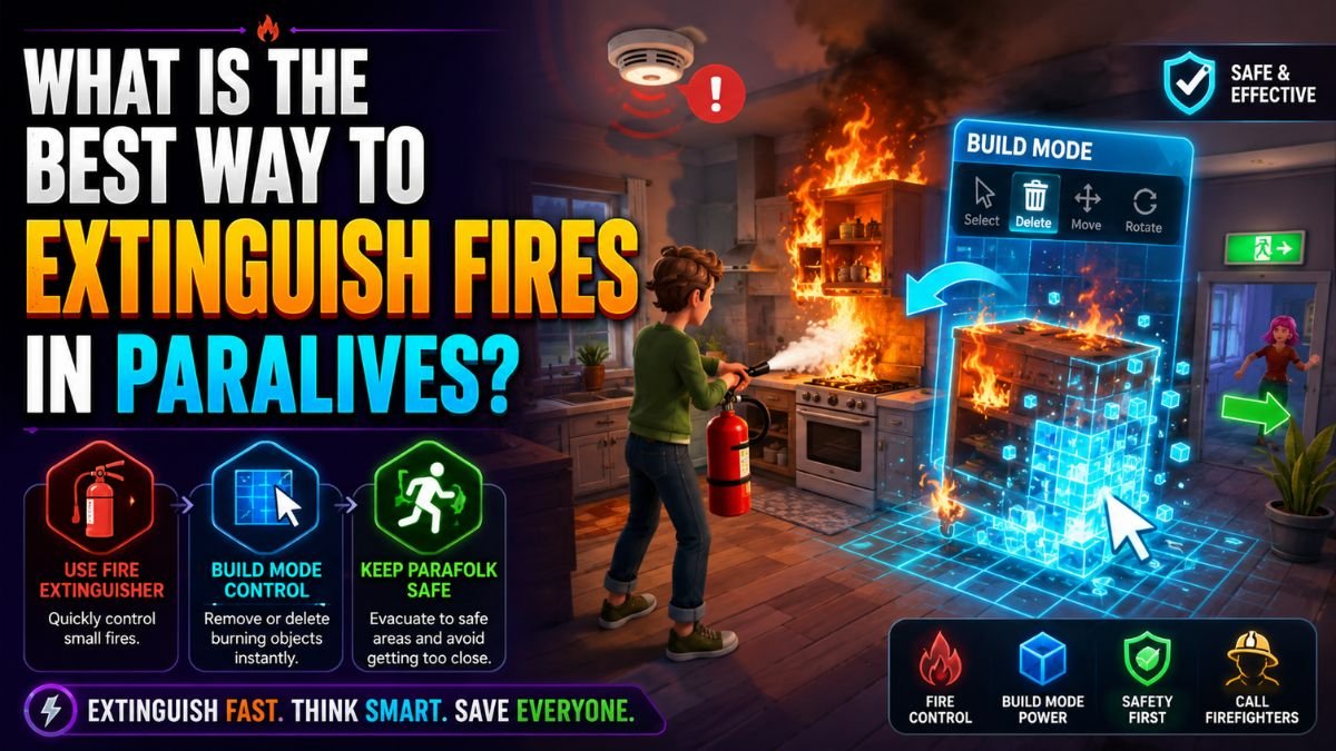 Best way to extinguish fires in Paralives using fire extinguishers and Build Mode to remove burning objects and stop fire spread.